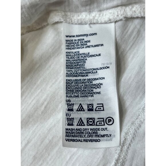 Tommy Hilfiger White Lace Front 3/4 Sleeve Top Womens Size L Pull-over - Picture 16 of 16